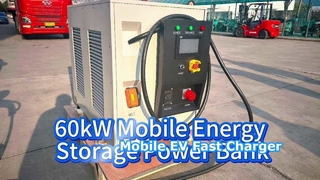 Chargeur mobile EV de stockage d'énergie 60 kW 65 kWh, station de charge rapide portable