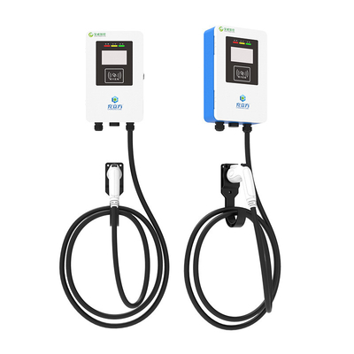 7KW/32A Chargeur de véhicule électrique bleu et blanc monté au mur / colonne