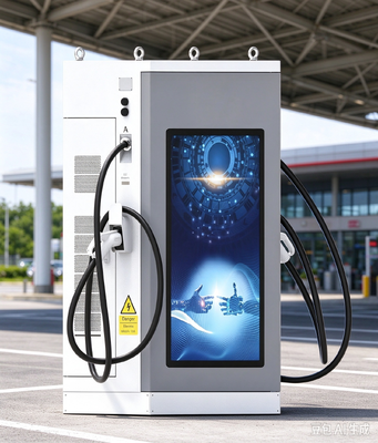 Chargeur de véhicule électrique à courant continu de 80 kW écran publicitaire LCD de 55 pouces double écran CCS1 CCS2 CHAdeMO GB/T pour le stationnement public